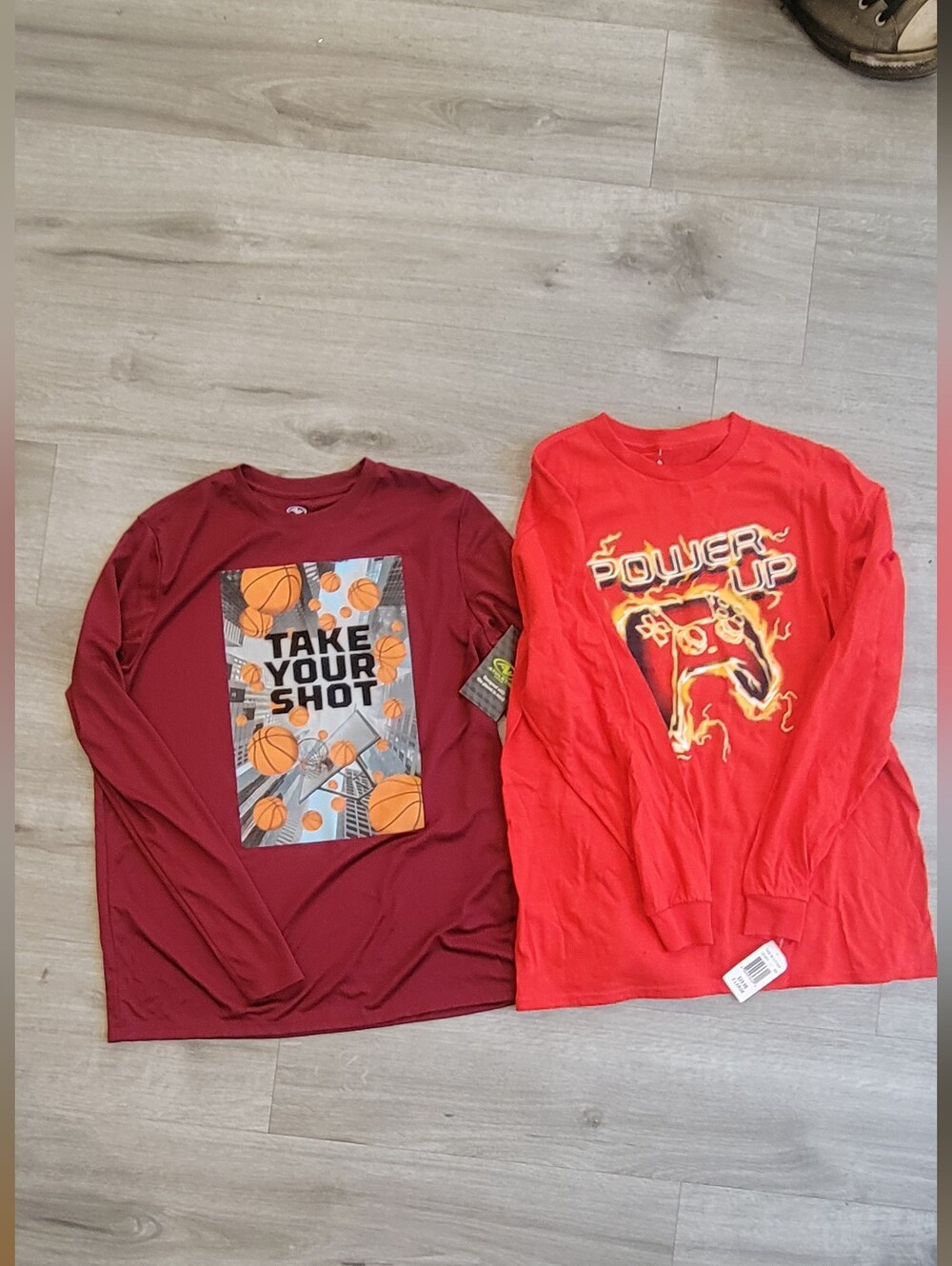 Athletic Works Long-Sleeve Graphic Tees - Red & Burgundy